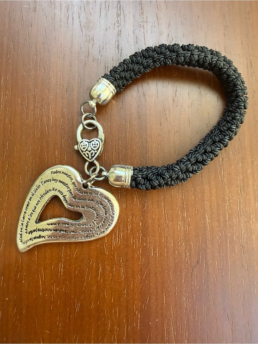 Brazaletes JQL Black Woven Our Father Prayer Heart Bracelet